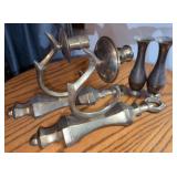 Brass Wall Sconces w/ Pair of Brass Vases