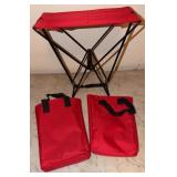 2 Folding Portable Red Canvas Stools