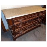 Antique Victorian Walnut Marble-Top Chest