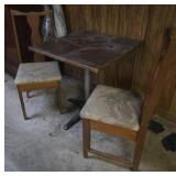 2 Wood Chairs w/Upholstery & Dining Table Set
