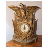 Warner Eagle Cast Metal Mantel Clock