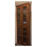 Tall Wood Cabinet w/ Glass Paneled Doors