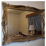 Ornate Gold-Tone Wood Framed Wall Mirror