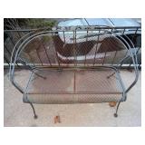 Wrought Iron Floral Bench w/ Decorative Back