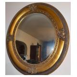 Round Gilt Wood Mirror w/ Ornate Frame