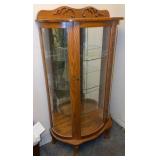 Oak Curio Cabinet w/ Glass Shelves and Claw Feet