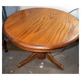 Round Oak Pedestal Side Table