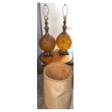 Vintage Mid-Century Modern Amber Glass Lamps