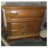 Wood Nightstand w/ Ornate Brass Drawer Pulls
