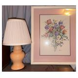 Table Lamp w/Framed Floral Art