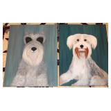 2pc Dog Portrait Paintings Signed Sadie