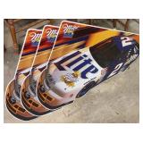 3pc Miller Lite Racing Car Metal Signs