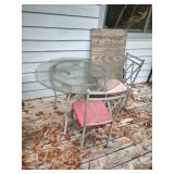 Metal & Glass Table with 2 Chairs