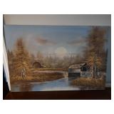 Original Covered Bridge Painting by R. Harris