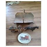 Brass Train, Firewood Holder, Horse Bank, & More