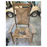 Antique Woven Rush Bottom Rocking Chair