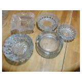 5 Vintage Glass Ashtrays