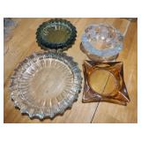 4 Vintage Glass Ashtrays