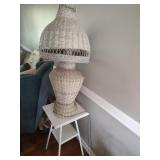 Side Table and Wicker Lamp