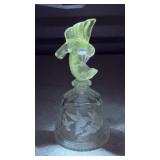 Manganese Glass Bird Finial Figural Bell