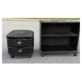Black Rolling 2-Drawer Cart and Open Shelf Unit