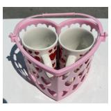 Heart Print Mugs w/ Pink Heart Basket