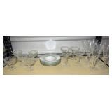 Etched Glass Plates and Stemware Set