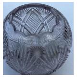 Cut Glass Spherical Vaseline Glass Rose Bowl