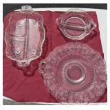 Etched Clear Glass Plates & Divided Dishes Set