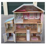Wooden Dollhouse w/Furniture Set and Garage