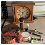 Small Collectibles w/Wooden Quartz Clock