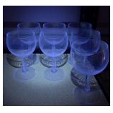 8 Glass Goblets w/ Blue UV Fluorescence