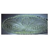 Cut Glass Oval Dish w/ Geometric Pattern