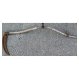 Wooden Handle Scythe w/ Rusted Blade