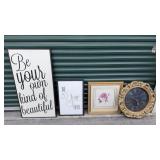 Wall Decor Prints and Ornate Wall Clock Assortment