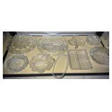 Pressed Glass Relish Trays & Bowls Assortment