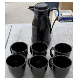 Mainstays Black Beverage Set w/ 6 Mugs & Carafe