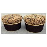 Upholstered Round Ottomans w/ Pattern