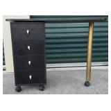 Black Desk w/ Drawers and Brass Leg