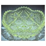 Pressed Glass Bowl w/ Cut Geometric Pattern