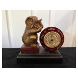 Gold-Tone Elephant Desk Clock7.5×4.25×8