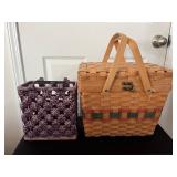 Wicker Basket and Purple Vase Set 10''/13''