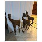 Three Mid Century Cast Metal Giraffes 22.5''