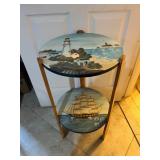 Hand-Painted Nautical Two-Tier Table 16''x30''