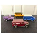 4 JCPenney Die-Cast TrucksApprox. 4.5'