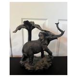 Elephant and Palm Tree Figurine 9''x6''x12''