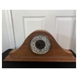 Vtg Wooden Mantel Clock 21''x4''x9''