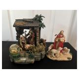 Vtg Nativity Scene With Figurines 6''/8.5''