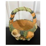 Vtg Vegetable-Themed Ceramic Basket 10'