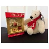 Coca-Cola Mini Clock and Plush Bear7'
